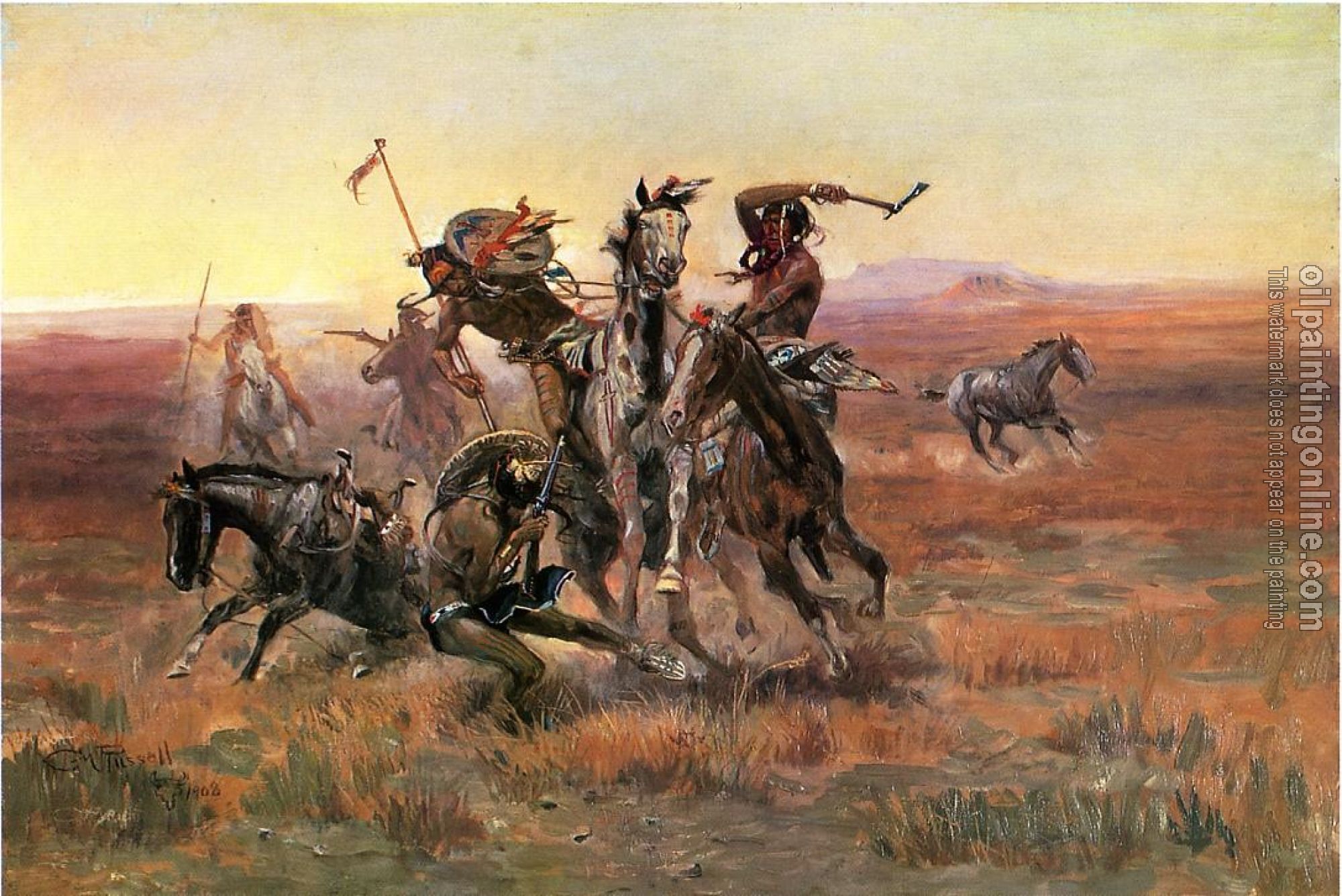 Charles Marion Russell - When Blackfeet and Sioux Meet